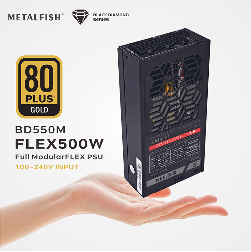 Flex Atx Power Supply 600W 1U - METALFISH Flex 500/600W 80PLUS GOUD Volledige