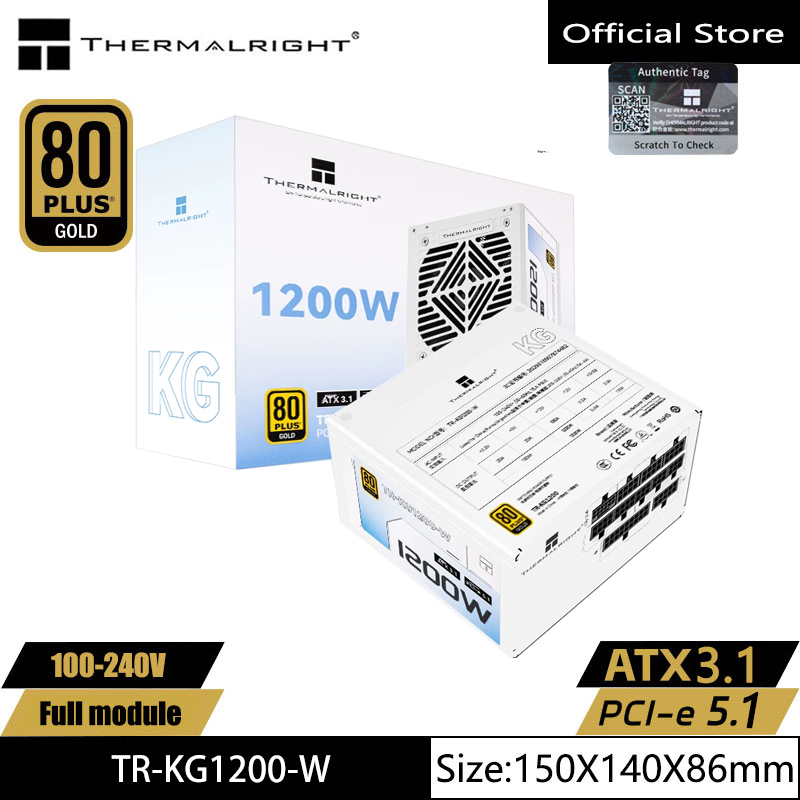1000W White Modular Power Supply - Thermalright TR-KG1200-W/1000-W White Gold-medaille volledig modulaire